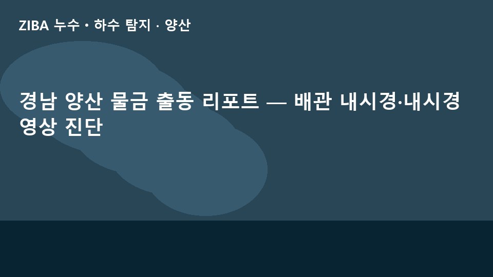 경남 양산 물금 출동 리포트 — 배관 내시경·내시경 영상 진단